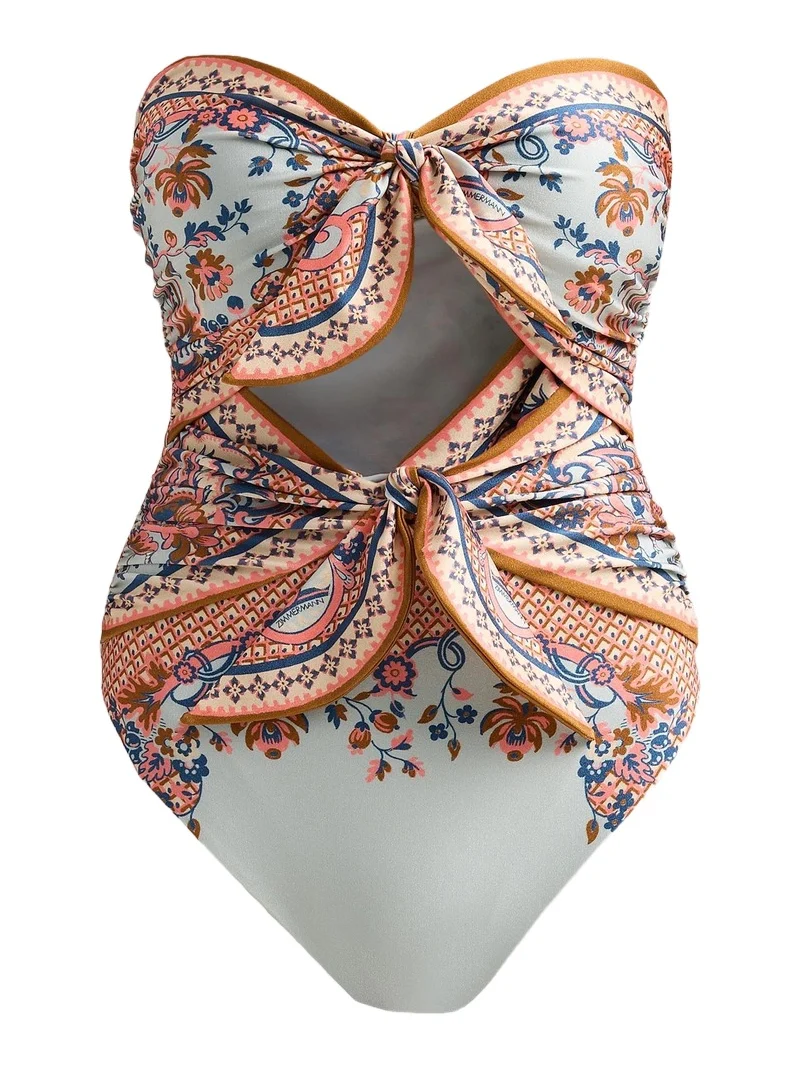 Zimmermann Women's Aster Floral Paisley Scarf Tie One-Piece Swimsuit