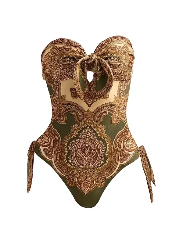 Women's Mahon Paisley Scarf Tie Backless One-Piece Swimsuit