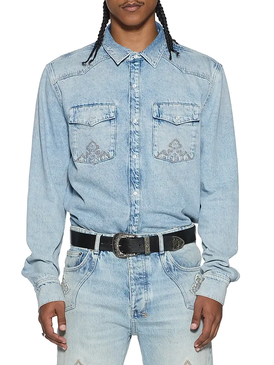Ksubi Men's Whiplash Western-Style Denim Button-Front Shirt | Thumbnail 3 Ksubi Men's Whiplash Western-Style Denim Button-Front Shirt | Thumbnail 3