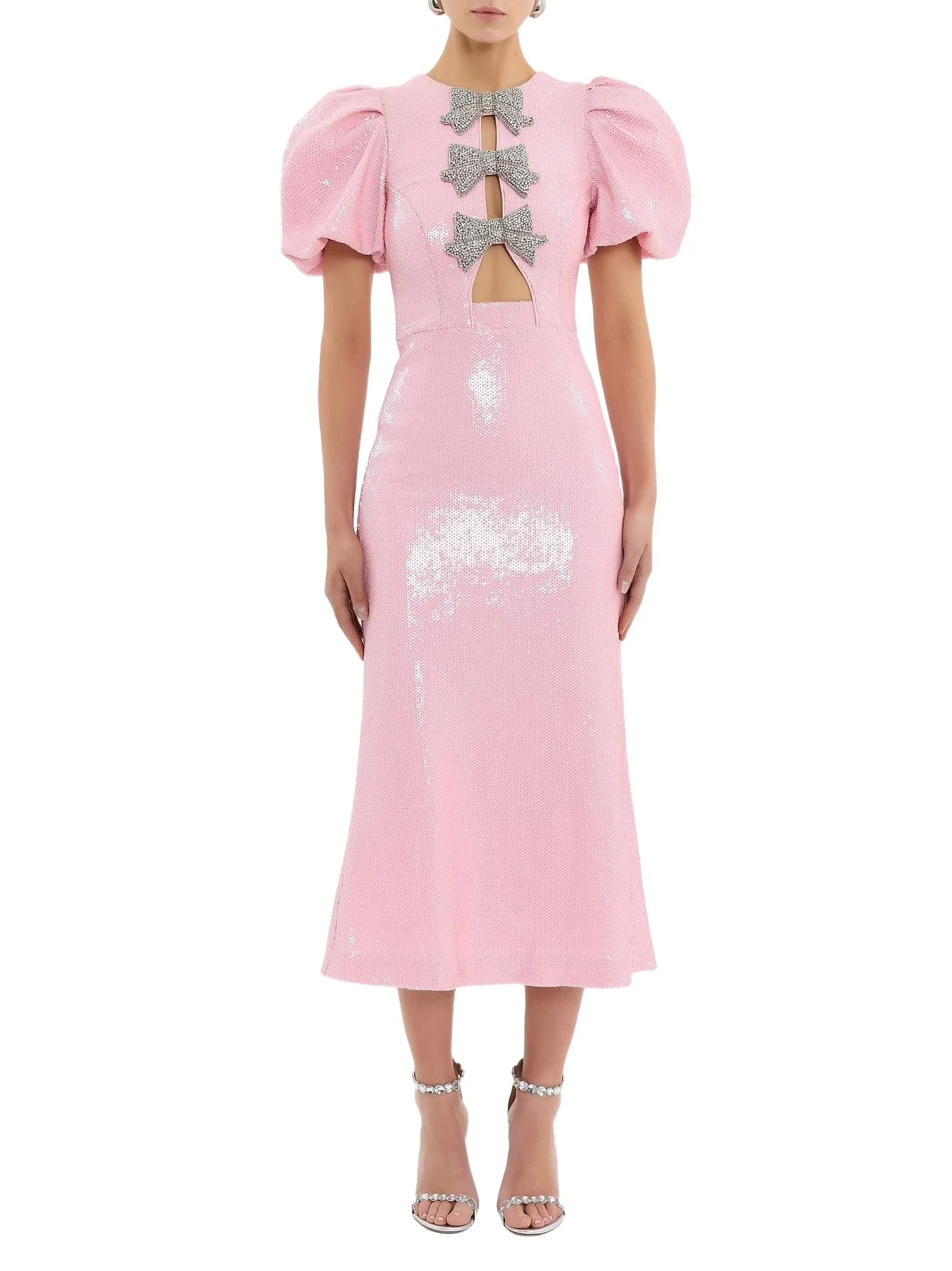 Rebecca Vallance Women's Lydia Bow-Accented Sequined Midi-Dress