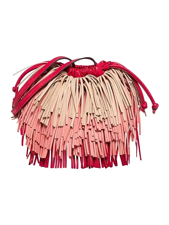 Women's Colorblocked Fringed Leather Crossbody Bag