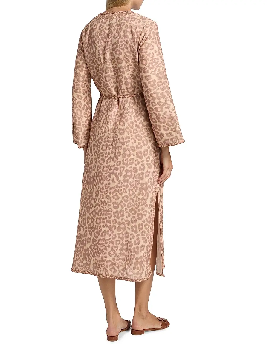Zimmermann Women's Awaken Leopard-Print Linen Midi-Dress | Thumbnail 5 Zimmermann Women's Awaken Leopard-Print Linen Midi-Dress | Thumbnail 5