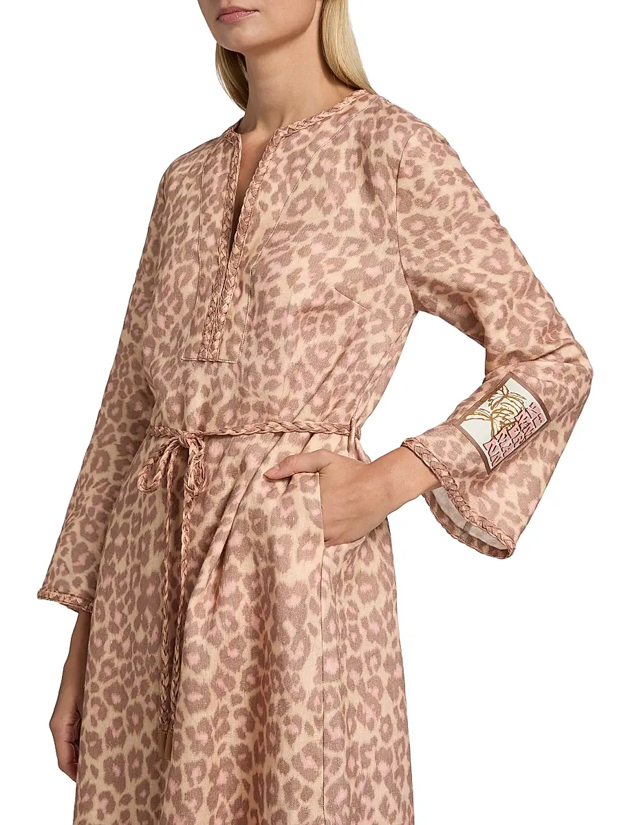 Zimmermann Women's Awaken Leopard-Print Linen Midi-Dress | Thumbnail 6 Zimmermann Women's Awaken Leopard-Print Linen Midi-Dress | Thumbnail 6