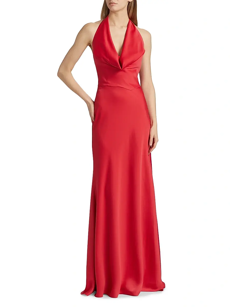 Halston Women's Marcheline Crêpe Halterneck Gown | Thumbnail 2 Halston Women's Marcheline Crêpe Halterneck Gown | Thumbnail 2