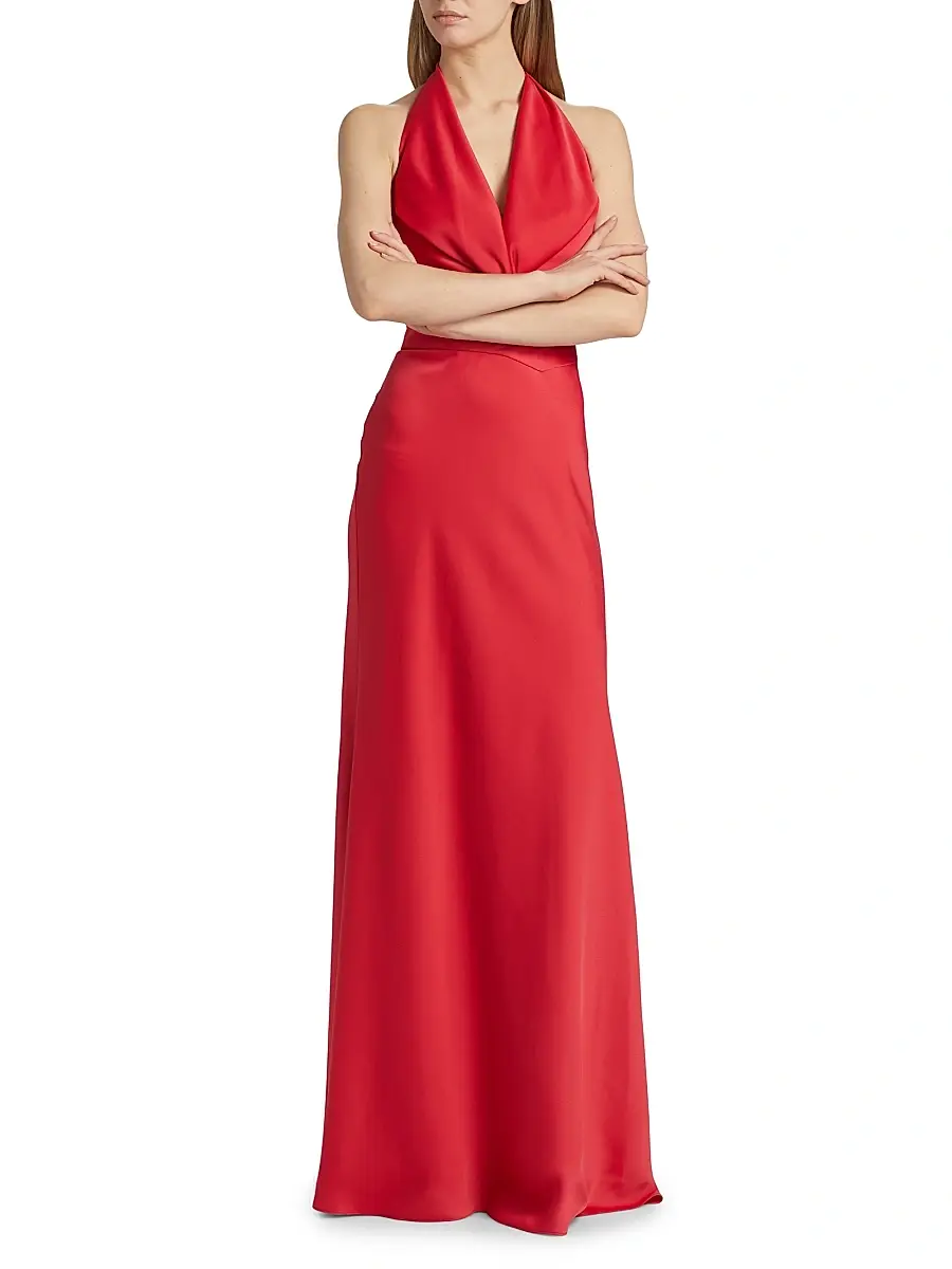 Halston Women's Marcheline Crêpe Halterneck Gown | Thumbnail 3 Halston Women's Marcheline Crêpe Halterneck Gown | Thumbnail 3