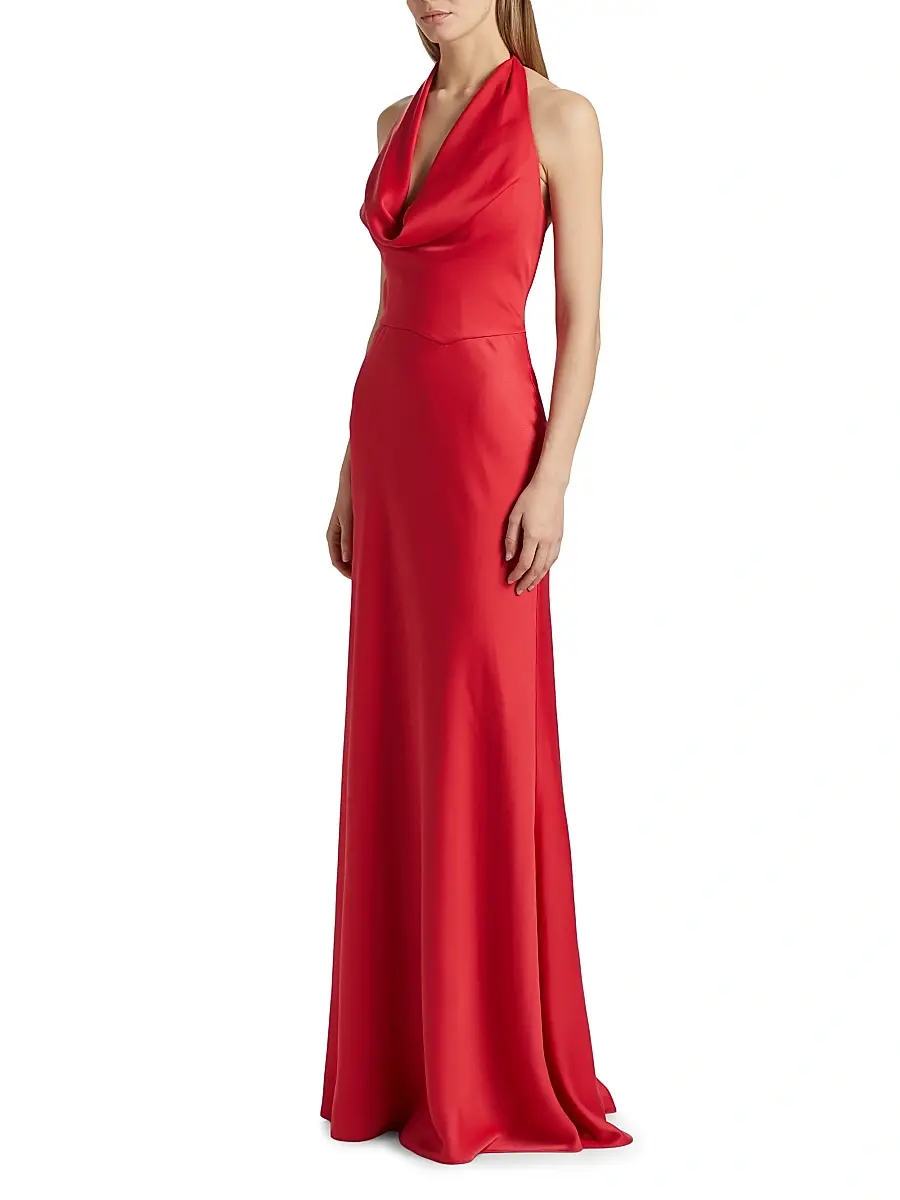 Halston Women's Marcheline Crêpe Halterneck Gown | Thumbnail 4 Halston Women's Marcheline Crêpe Halterneck Gown | Thumbnail 4