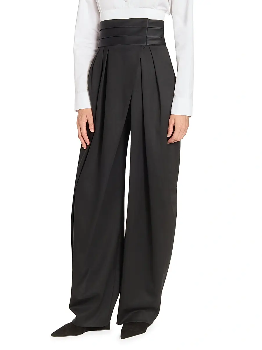 Alaïa Women's Tux Wool Barrel-Leg Pants | Thumbnail 4 Alaïa Women's Tux Wool Barrel-Leg Pants | Thumbnail 4