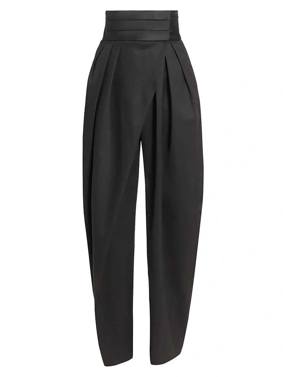 ALAIA Women's Tux Wool Barrel-Leg Pants - Noir Alaia | Image 1 ALAIA Women's Tux Wool Barrel-Leg Pants - Noir Alaia | Image 1