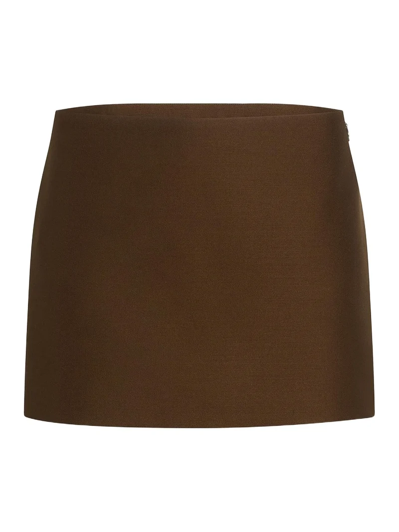 Khaite Jett Skirt In Dark Olive Wool Silk