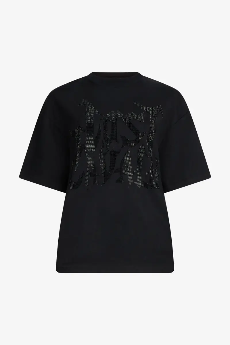 Roberto Cavalli Just Cavalli Black T-Shirt with Rhinestone Logo | Thumbnail 2 Roberto Cavalli Just Cavalli Black T-Shirt with Rhinestone Logo | Thumbnail 2