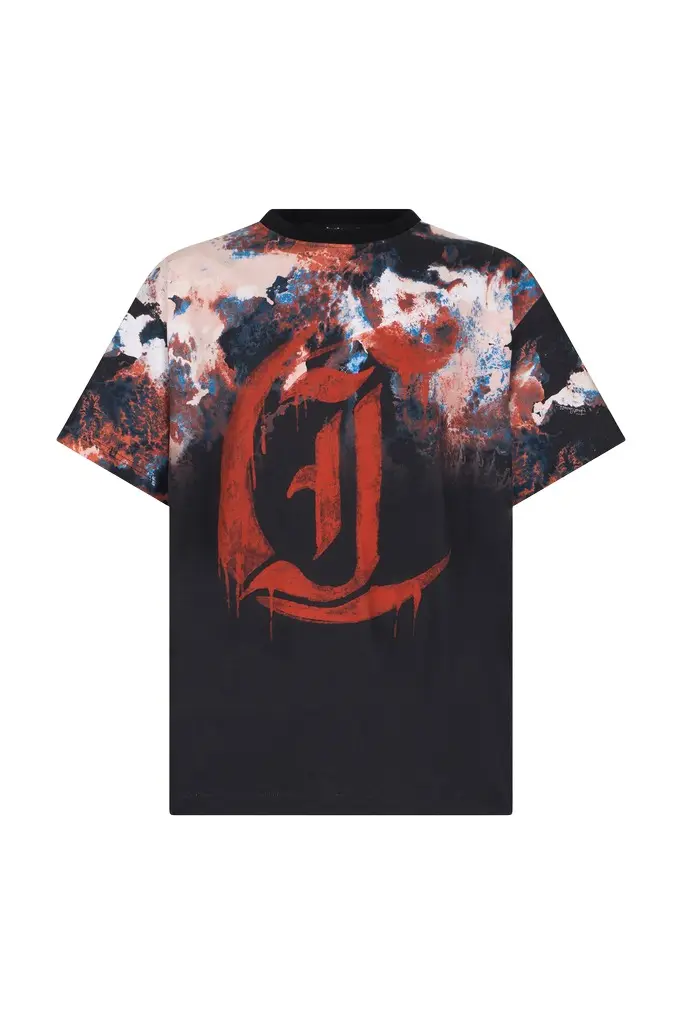 Roberto Cavalli Rusty Stain Print T-Shirt | Image 1 Roberto Cavalli Rusty Stain Print T-Shirt | Image 1
