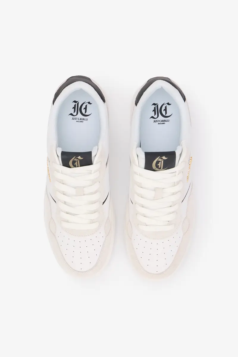 Roberto Cavalli White Leather Sneakers With Suede Inserts | Thumbnail 6 Roberto Cavalli White Leather Sneakers With Suede Inserts | Thumbnail 6