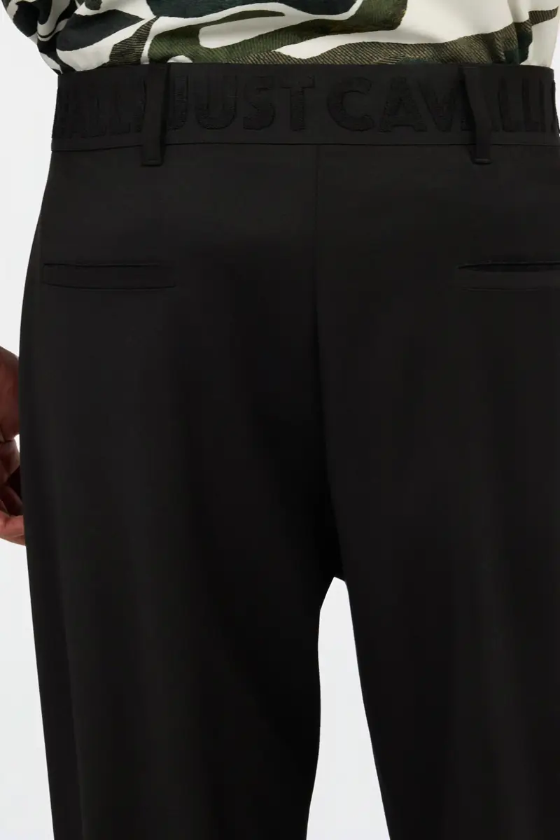 Roberto Cavalli Black Wide Leg Trousers with Logo | Thumbnail 5 Roberto Cavalli Black Wide Leg Trousers with Logo | Thumbnail 5