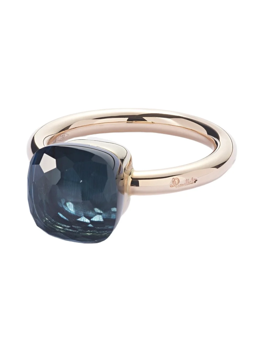 Nudo 18kt rose and white gold ring with topaz