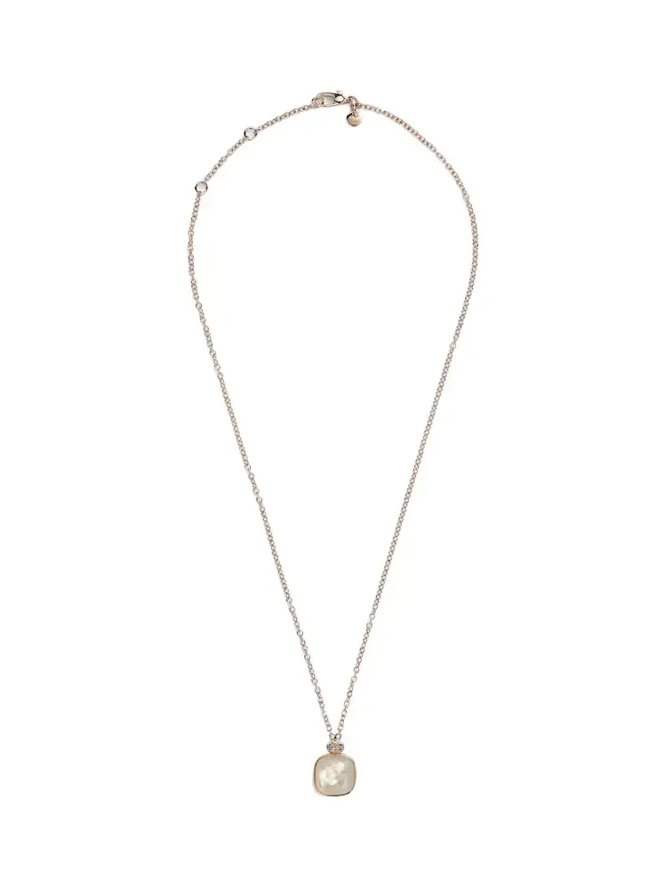 Nudo 18kt rose and white gold necklace with topaz, mother-of-pearl, and diamonds