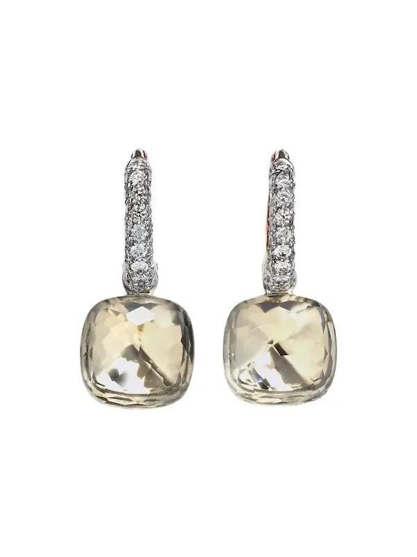 Nudo Classic 18kt rose and white gold earrings with topaz and diamonds