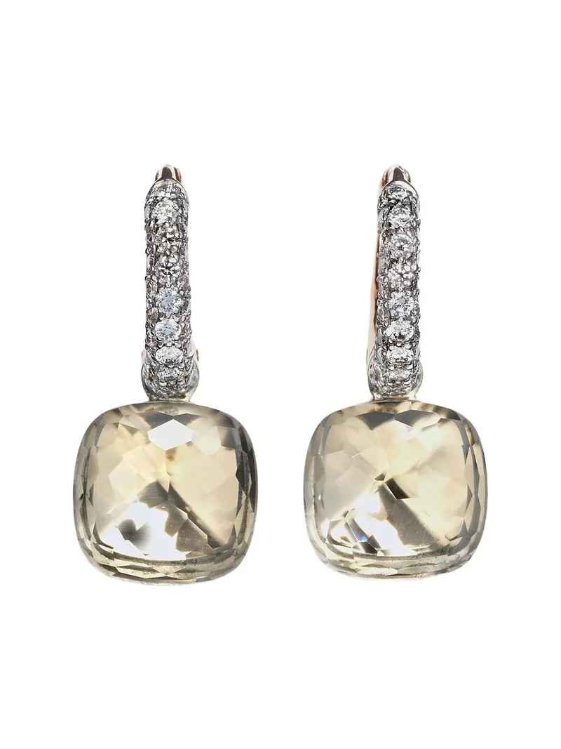 Nudo Classic 18kt rose and white gold earrings with topaz and diamonds