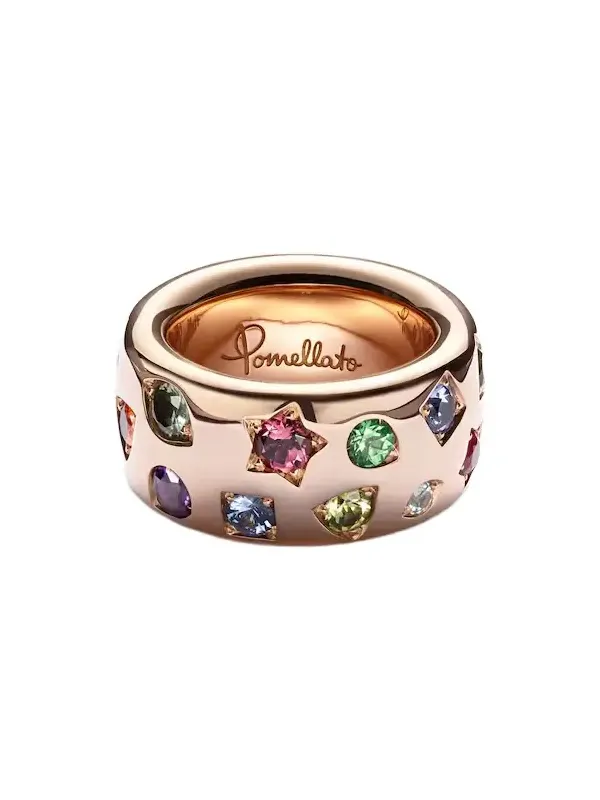 Iconica Large 18kt rose gold ring with gemstones