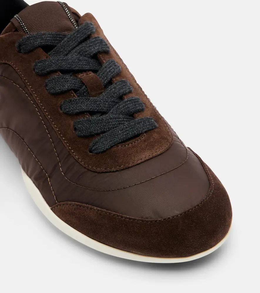 Brunello Cucinelli Monili suede-trimmed sneakers | Thumbnail 4 Brunello Cucinelli Monili suede-trimmed sneakers | Thumbnail 4