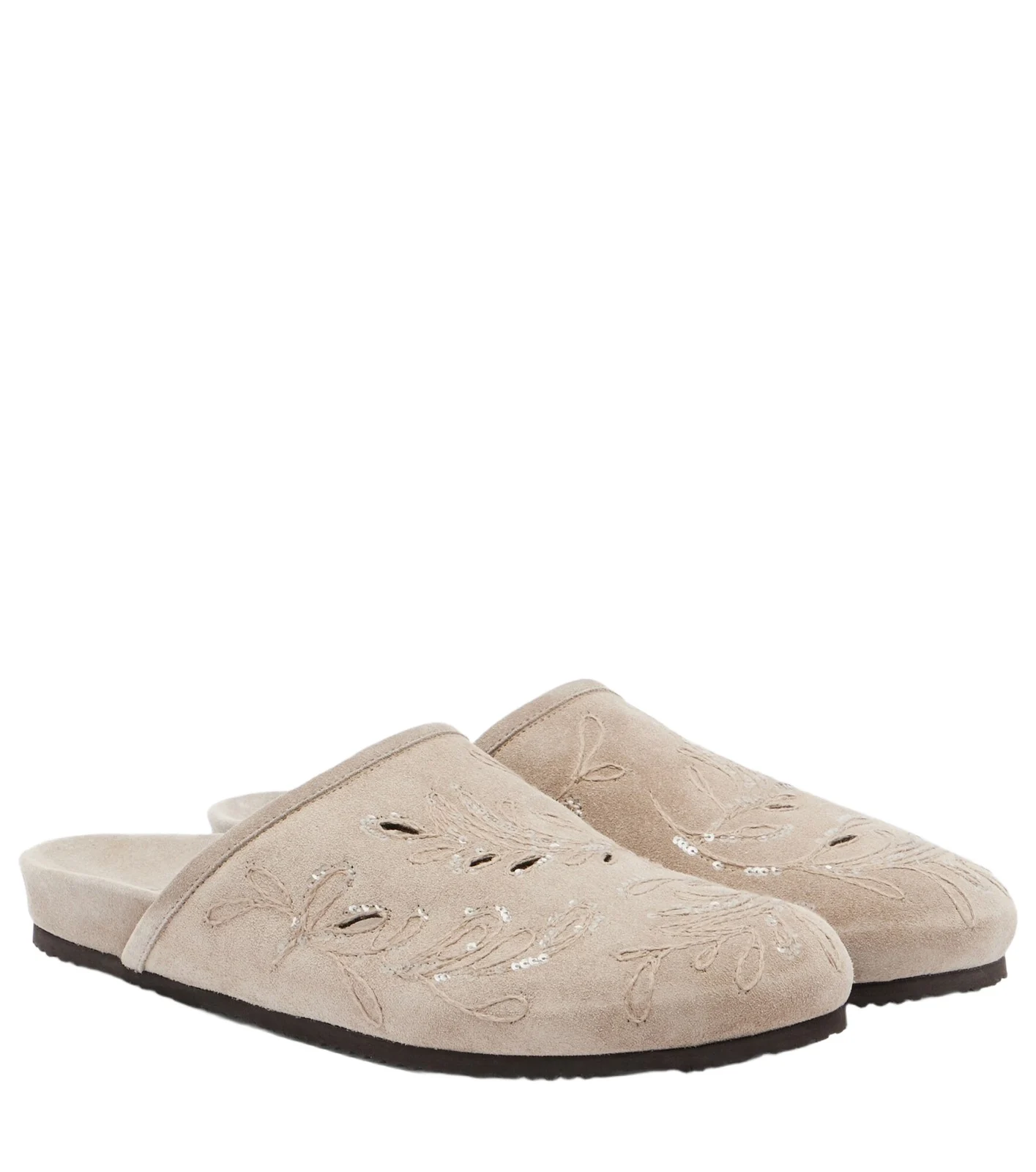 Sequined suede slides