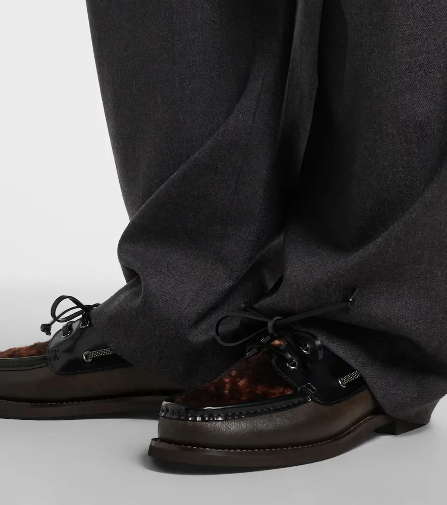 Brunello Cucinelli Monili calf hair-trimmed leather boat shoes | Thumbnail 6