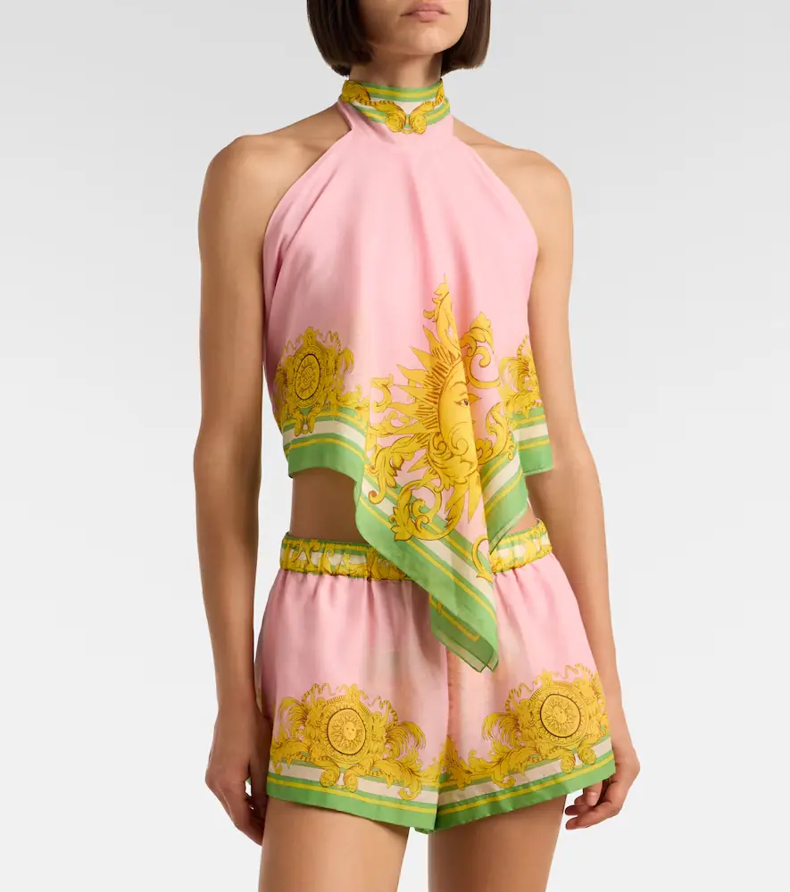 Versace Printed cotton and silk voile shorts | Thumbnail 3 Versace Printed cotton and silk voile shorts | Thumbnail 3