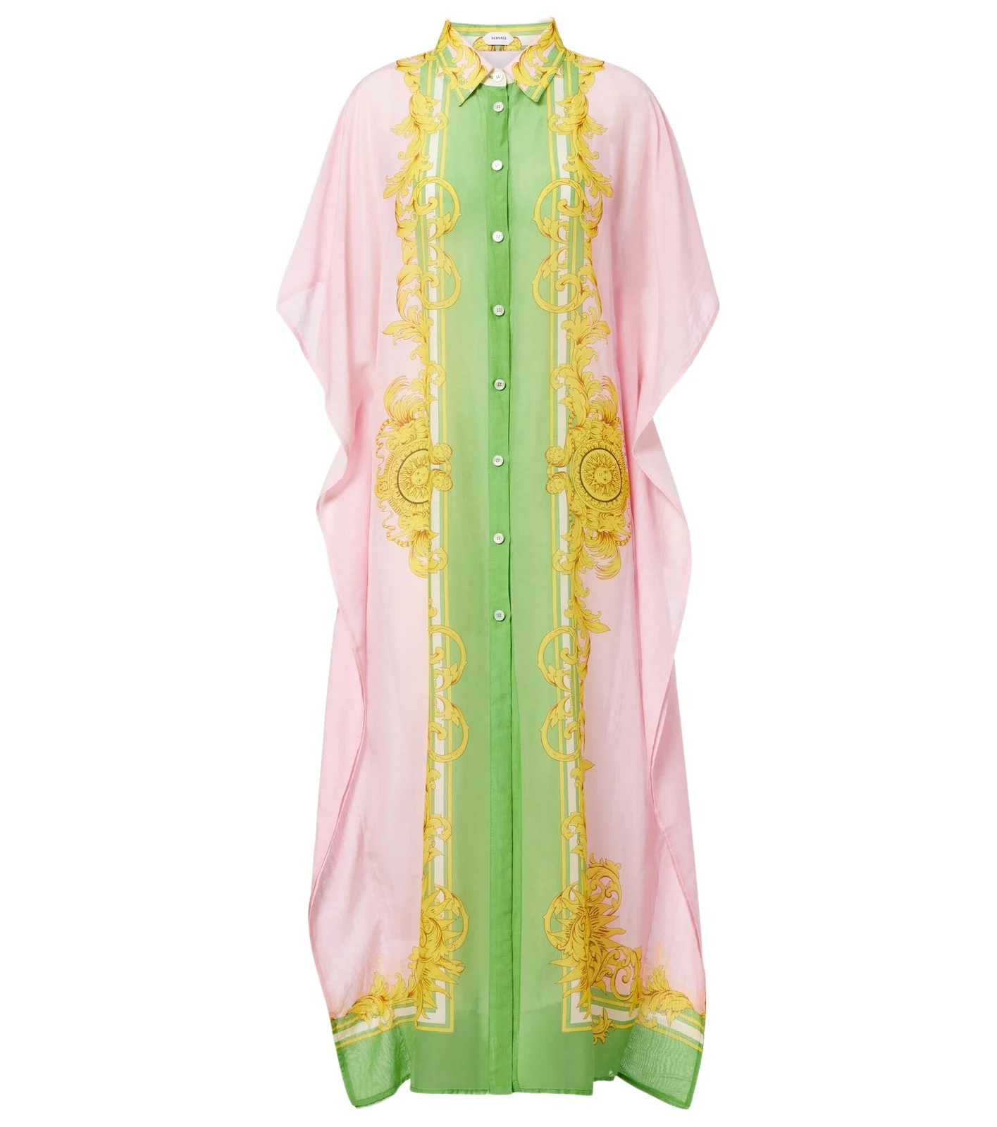 Printed cotton and silk voile kaftan