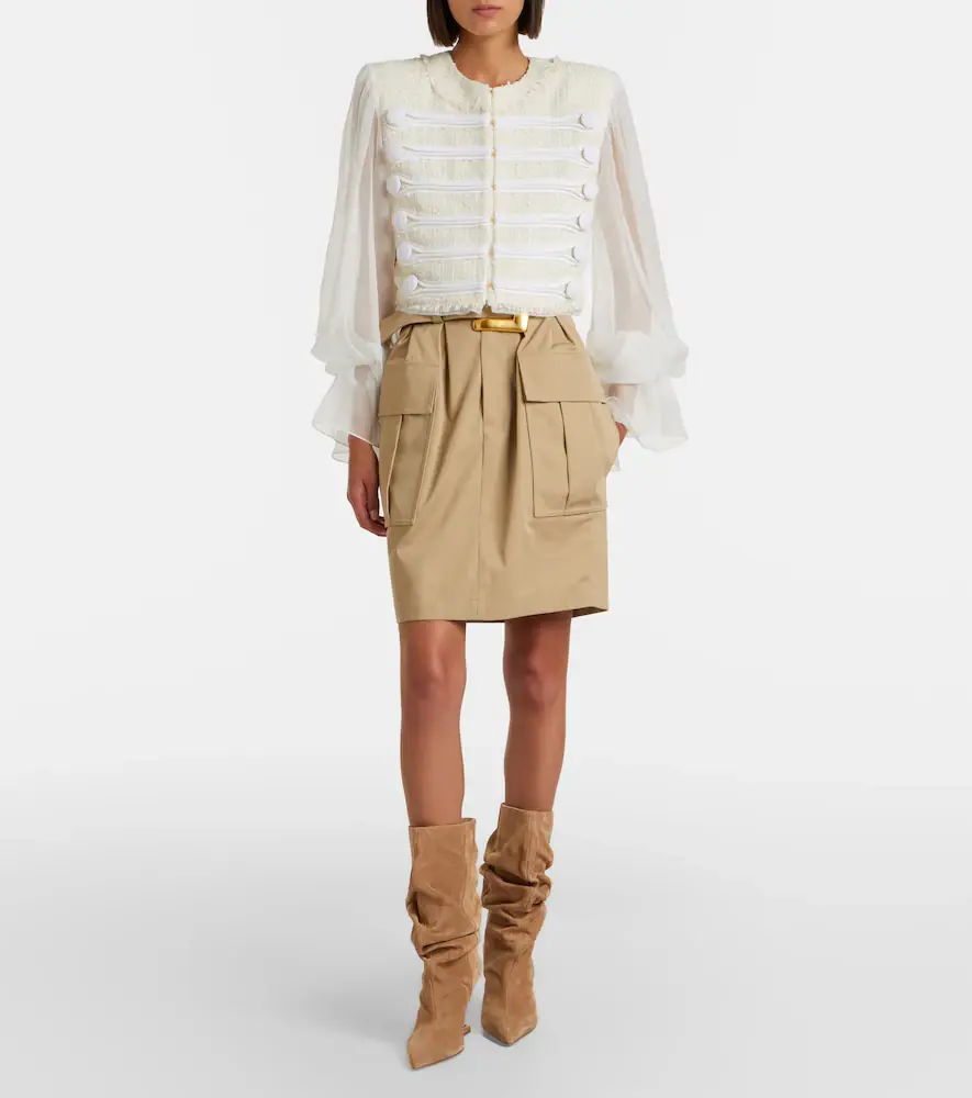 Balmain Belted cotton gabardine miniskirt | Thumbnail 2