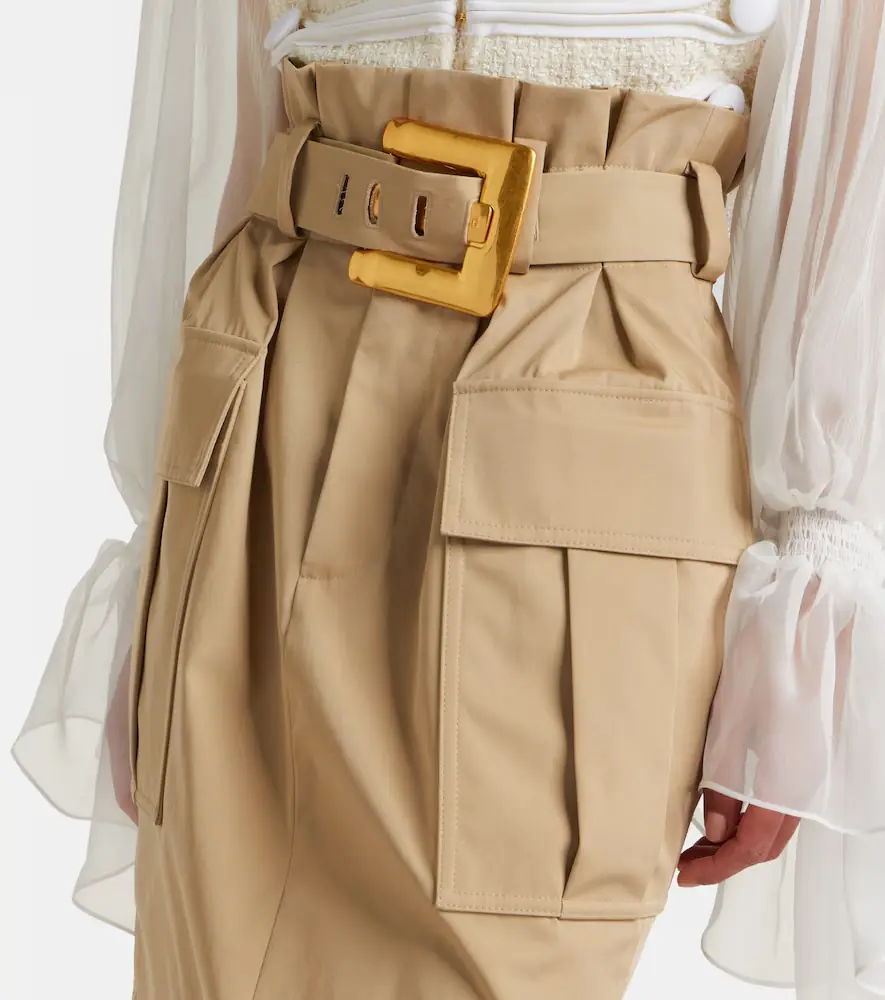 Balmain Belted cotton gabardine miniskirt | Thumbnail 3