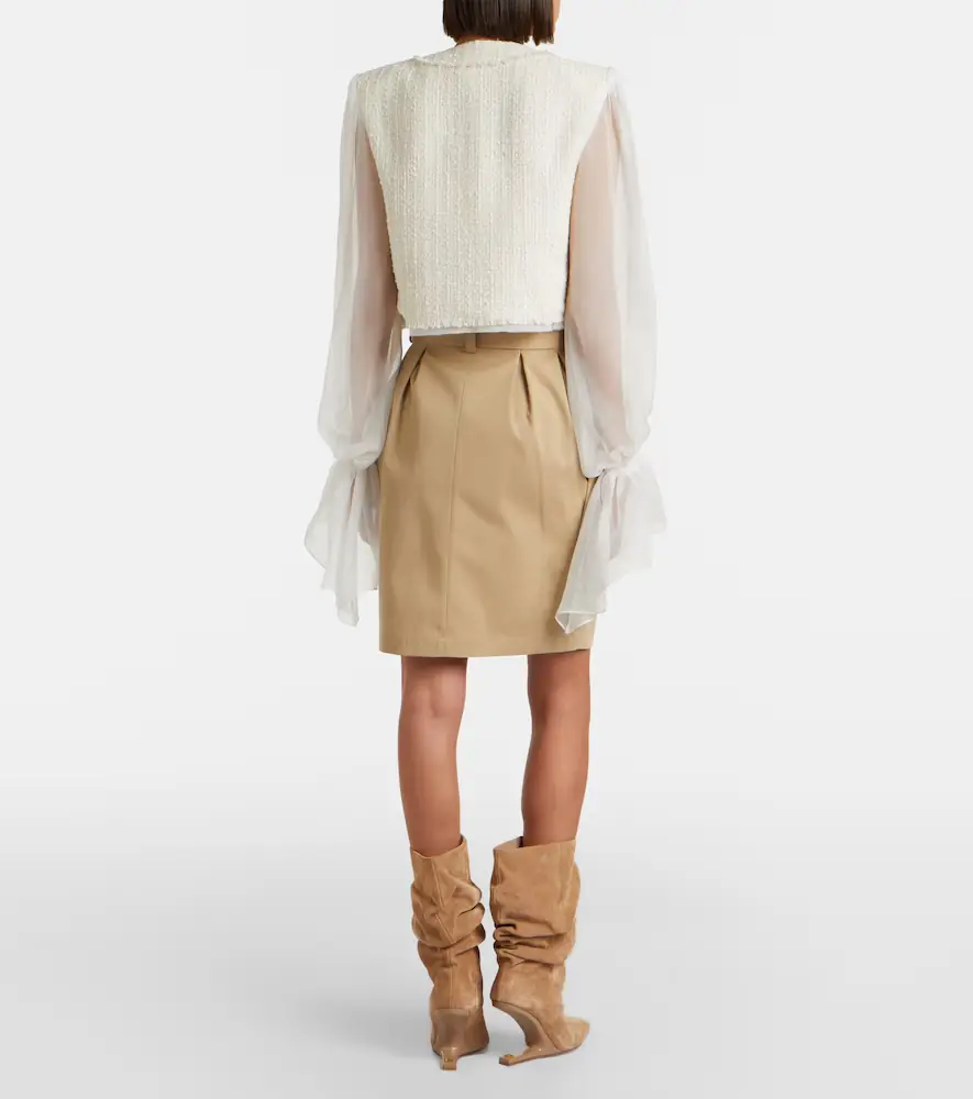 Balmain Belted cotton gabardine miniskirt | Thumbnail 4