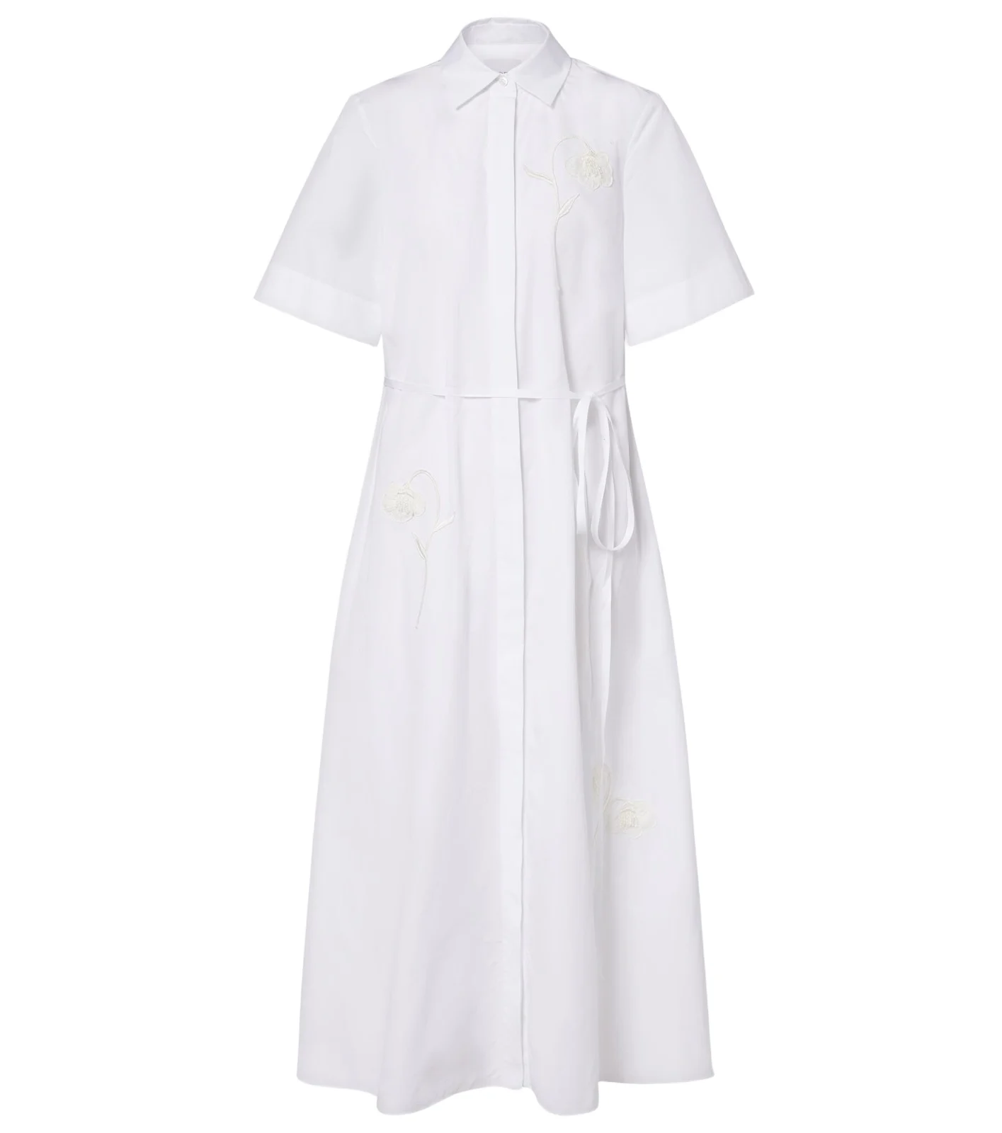 Embroidered cotton poplin shirt dress