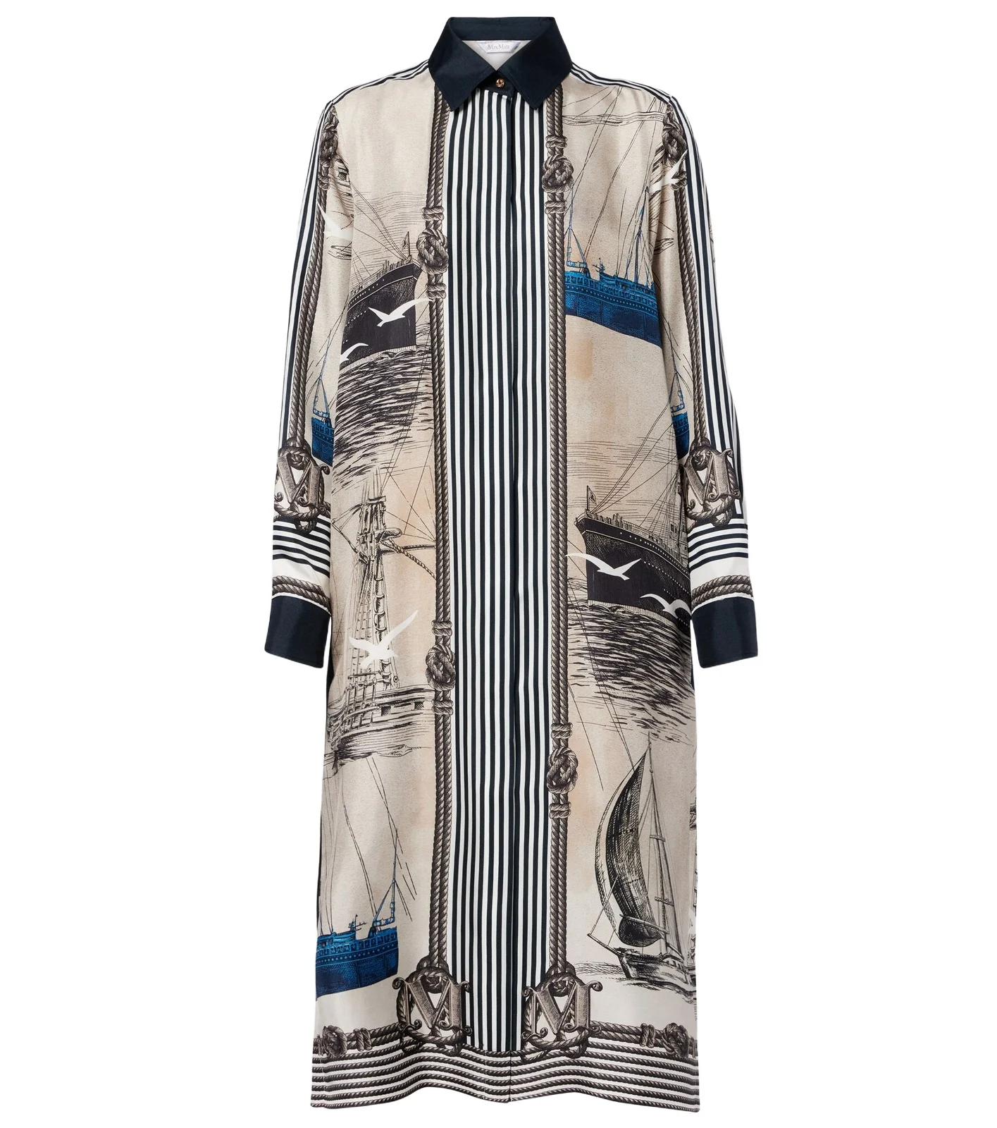 Printed silk twill shirt dress Printed silk twill shirt dress