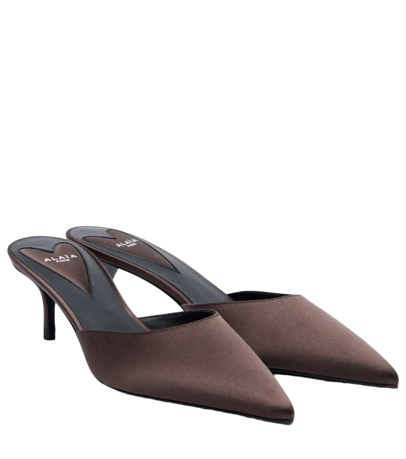 Alaïa Le Coeur satin mules