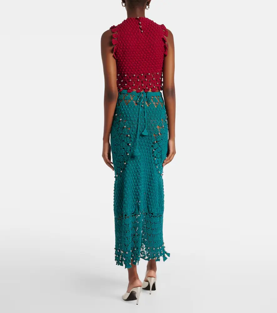 Rabanne Embellished crochet cotton midi skirt | Thumbnail 3 Rabanne Embellished crochet cotton midi skirt | Thumbnail 3