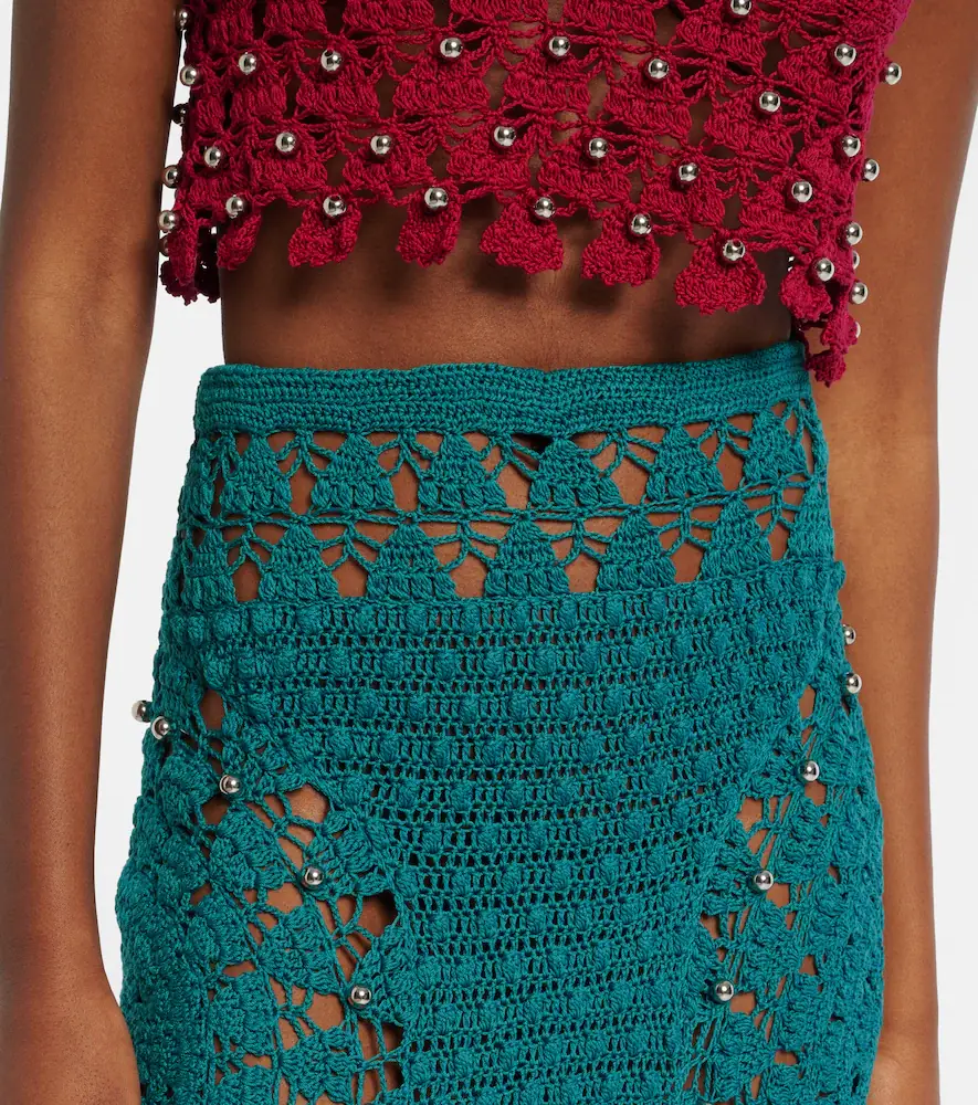 Rabanne Embellished crochet cotton midi skirt | Thumbnail 4 Rabanne Embellished crochet cotton midi skirt | Thumbnail 4