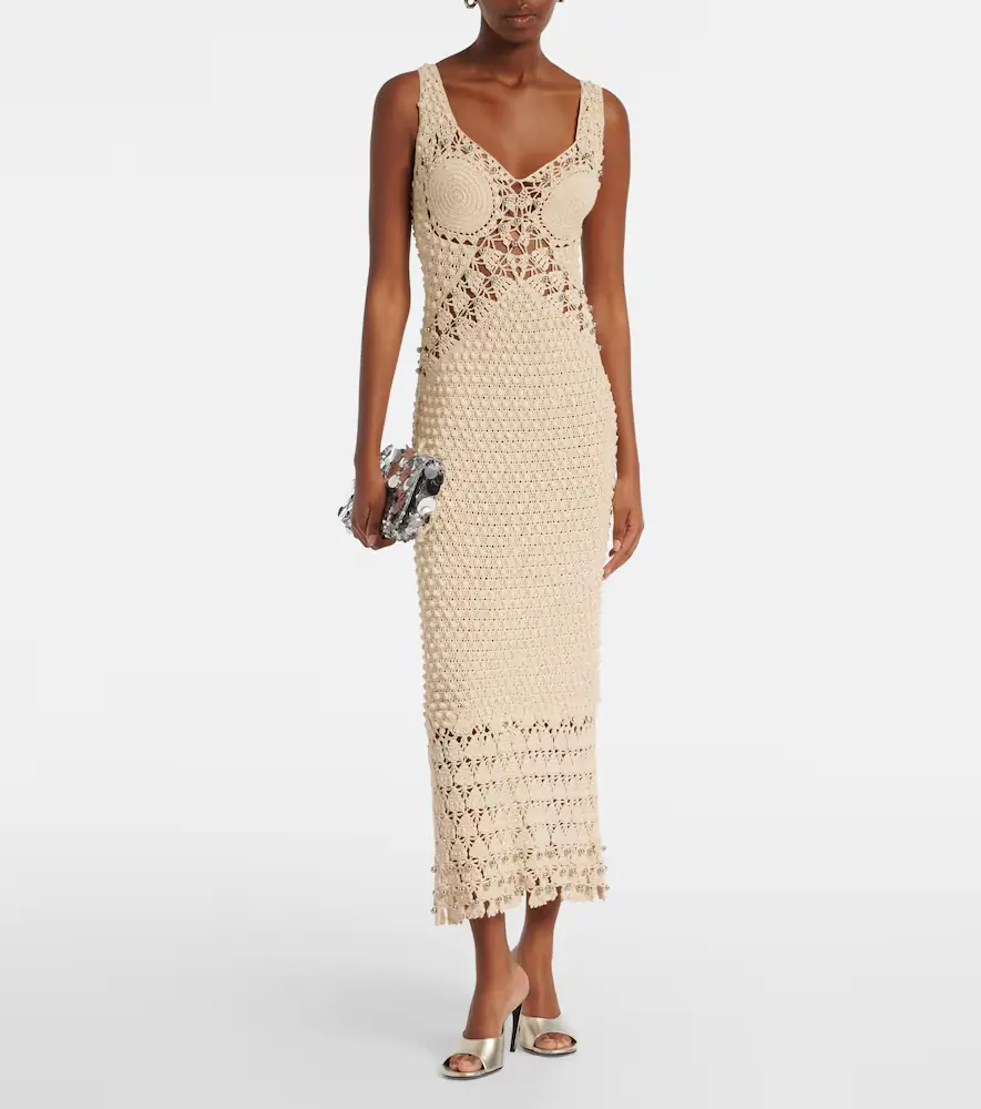 Rabanne Embellished crochet cotton midi dress | Thumbnail 2 Rabanne Embellished crochet cotton midi dress | Thumbnail 2