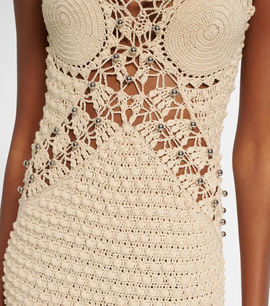 Rabanne Embellished crochet cotton midi dress | Thumbnail 3 Rabanne Embellished crochet cotton midi dress | Thumbnail 3