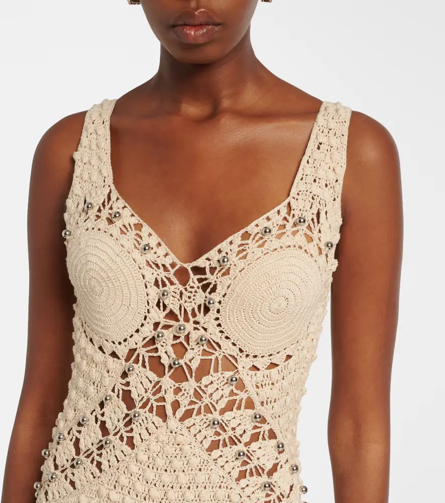 Rabanne Embellished crochet cotton midi dress | Thumbnail 6 Rabanne Embellished crochet cotton midi dress | Thumbnail 6