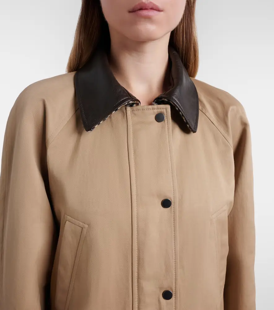 Brunello Cucinelli Leather-trimmed cotton and linen jacket | Thumbnail 2 Brunello Cucinelli Leather-trimmed cotton and linen jacket | Thumbnail 2