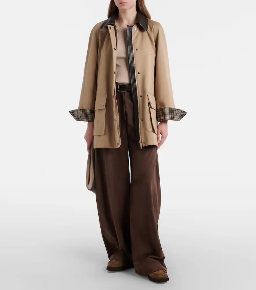 Brunello Cucinelli Leather-trimmed cotton and linen jacket | Thumbnail 3 Brunello Cucinelli Leather-trimmed cotton and linen jacket | Thumbnail 3