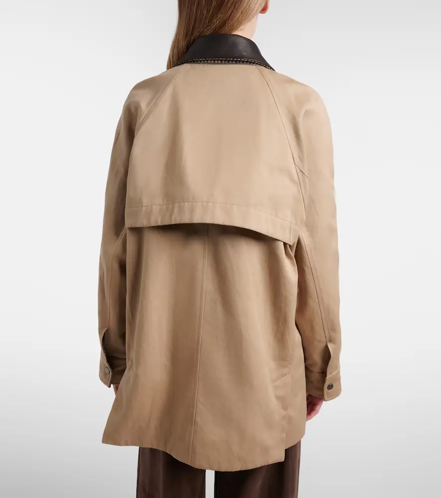 Brunello Cucinelli Leather-trimmed cotton and linen jacket | Thumbnail 4 Brunello Cucinelli Leather-trimmed cotton and linen jacket | Thumbnail 4