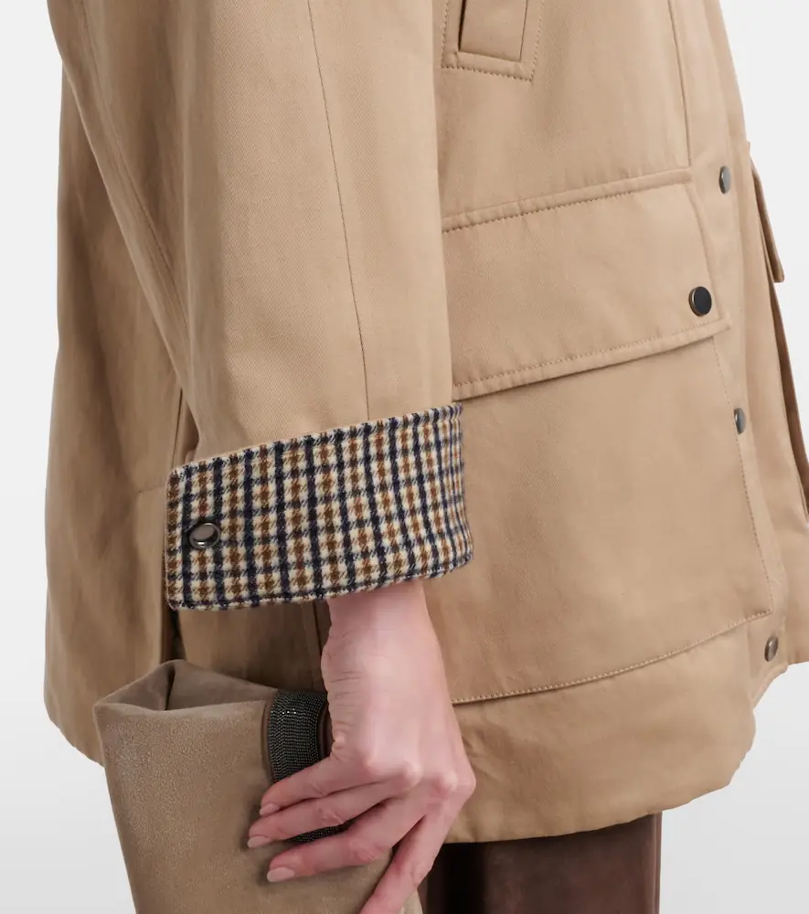 Brunello Cucinelli Leather-trimmed cotton and linen jacket | Thumbnail 5 Brunello Cucinelli Leather-trimmed cotton and linen jacket | Thumbnail 5