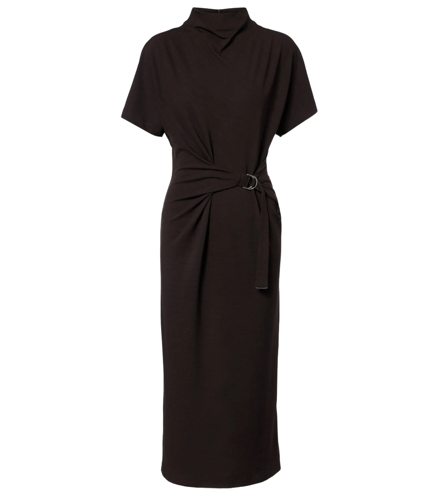 Gathered jersey midi dress