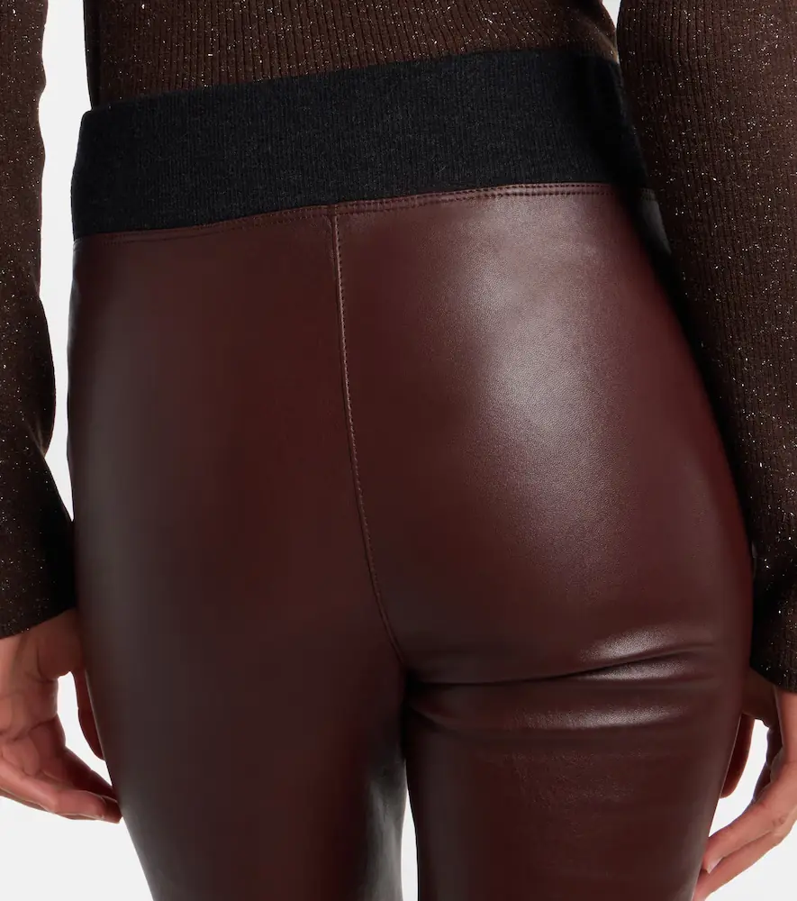 Brunello Cucinelli Wool-trimmed leather slim pants | Thumbnail 3