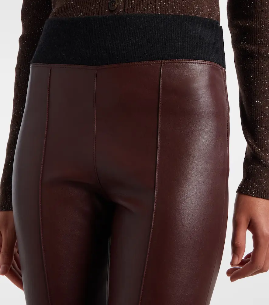 Brunello Cucinelli Wool-trimmed leather slim pants | Thumbnail 4