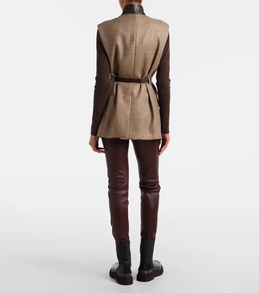 Brunello Cucinelli Wool-trimmed leather slim pants | Thumbnail 5