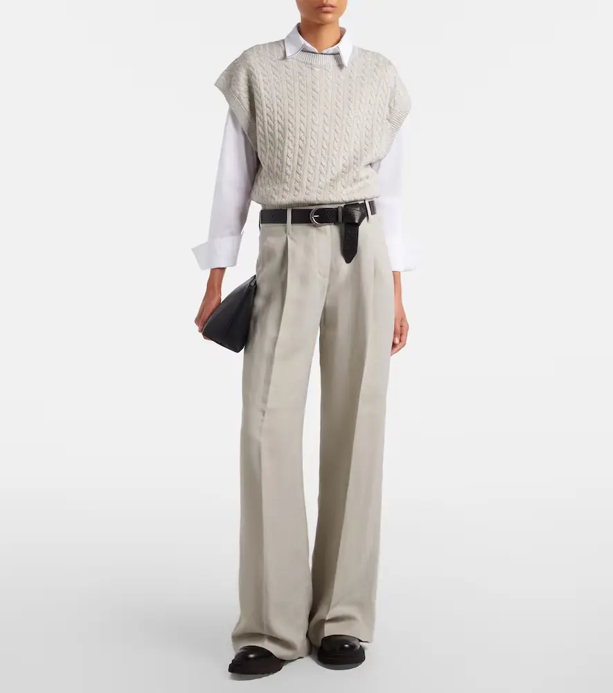 Brunello Cucinelli Cable-knit cotton-blend sweater | Thumbnail 2