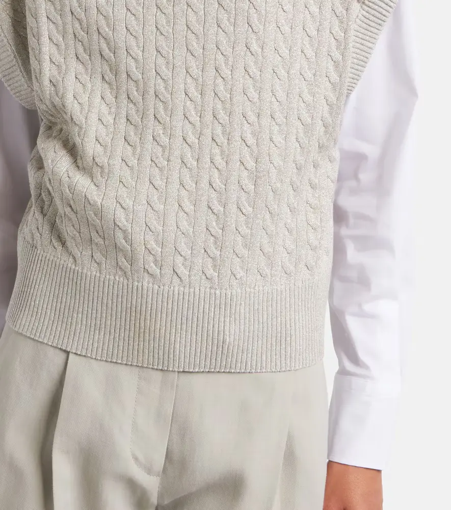 Brunello Cucinelli Cable-knit cotton-blend sweater | Thumbnail 3