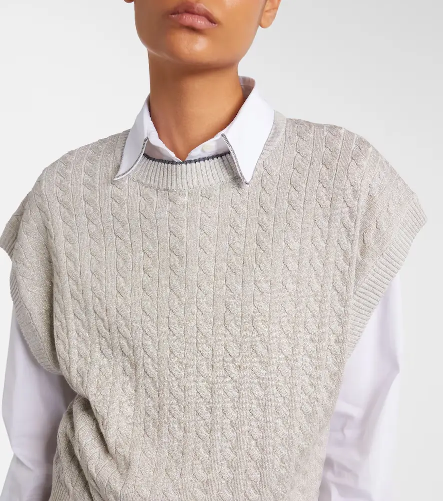 Brunello Cucinelli Cable-knit cotton-blend sweater | Thumbnail 4