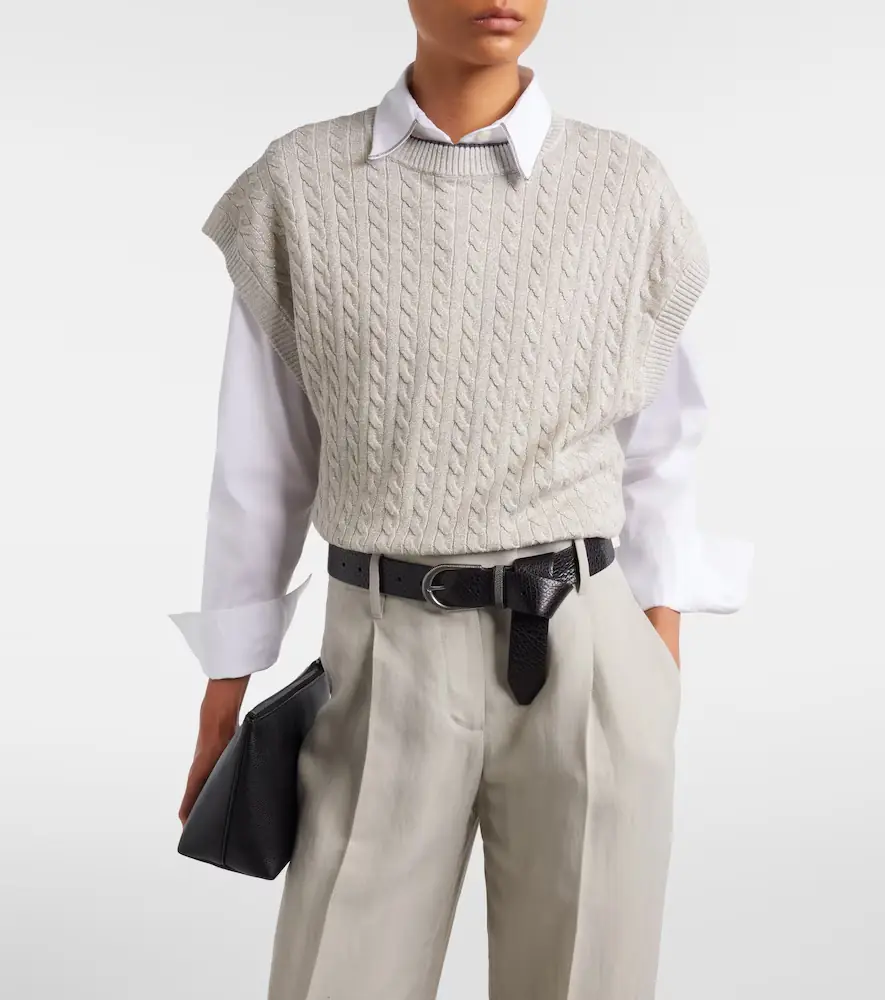 Brunello Cucinelli Cable-knit cotton-blend sweater | Thumbnail 5